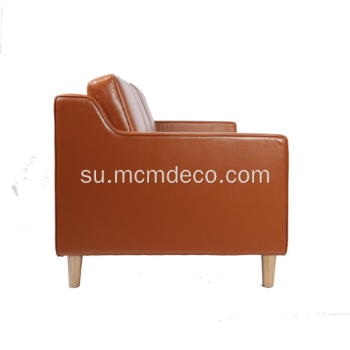 Desain Skandinavia 3 Seater Kulit Sofa